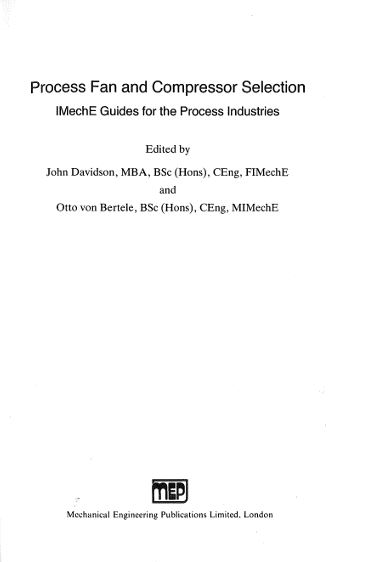 Process Fan and Compressor Selection BY Davidson - Scanned Pdf with Ocr